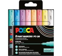 Posca 186752 Marker Set, 8 PC-1MC Acrylic Pens, Permanent Marker 0.7-1.0mm Round Tip