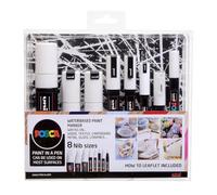 Uniball Posca Collection 8Pc White Assorted Nib Sizes