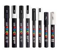 Posca Black and White Fine to Medium Set of 8 Pens PC-1MR, PC-1M, PC-3M, PC-5M