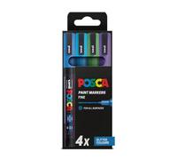 Posca - Cold GlitterPC-3M Acrylic Paint Pens (4pc), Multisurface Water Based Markers Ideal for Rock Painting, Canvas, Glass, Wood, Metal, Fabric, Colouring, Arts and Crafts