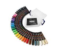 Posca Colouring - PC-5M Full Range Set of 33 - In Clear Plastic Tub