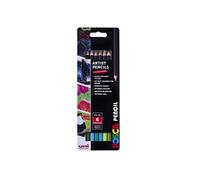 POSCA KPE-200 Oil and Wax Colouring Pencils. Premium Tough Nib for Arts and Crafts. Multi Surface Use On Wood, Fabric, Paper, Cardboard, & Canvas. Perfect for Creative Drawing. Set of 6 Ocean Colours