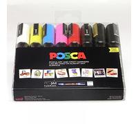 POSCA Marker 2.5mm - Gold/Silver/White/Yellow/Light Blue/Pink/Red/Black (Pack of 8)