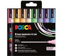 Posca Uni-Ball 182556 Marker Set of 8 Acrylic Pastel Pens PC-5M Permanent Marker 1.8-2.5mm Round Tip