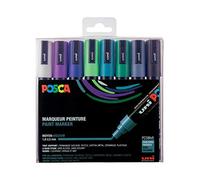 POSCA Mitsubishi Pencil - 8 x PC5M Marker Pens - Conical Tip - Cold Colours - Medium Tip - Water-Based Paint Markers - All Media - For Paper, Textile, Glass, Pebble, Wood
