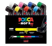 Posca MOP’R PCM-22 Water Based Permanent Paint Markers. Round Tip for Art & Crafts. Multi Surface Use On Wood Metal Paper Canvas Cardboard Glass Fabric Ceramic Rock Stone Pebble Porcelain. Box of 8