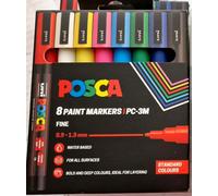Posca Paint Markers Pens 8 Permanent Standard Colours PC-3M