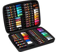 Posca 40 Piece Paint Markers Case - Multisurface Water Based Pens, Extra Fine 0.7-1mm, Fine 0.9-1.3mm, Medium 1.8-2.5mm & Large 8mm, Bullet & Chisel Acrylic Tips for Adult Colouring Books, Art & Craft