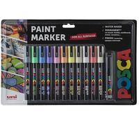 Posca Pens PC-5M Acrylic Felt Tip Coloured Permanent Paint Markers for Adults and Kids. Perfect for Colouring, Fabric, Graffiti, Watercolour, Outline Drawing, Window and Glass Art. 12 Pack