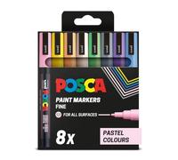 Posca - Pastel PC-3M Acrylic Paint Pens (8pc), Multisurface Water Based Markers Ideal for Rock Painting, Canvas, Glass, Wood, Metal, Fabric, Colouring, Arts and Crafts