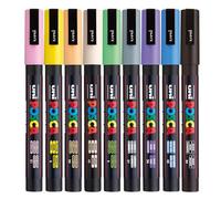 Posca - Pastel PC-3M Acrylic Paint Pens (9pc), Multi Surface Markers for Windows, Glass, Graffiti, Fabric, Rock Painting, Canvas, Wood, Metal, Fabric, Colouring, Arts & Crafts, with 4 Stickers