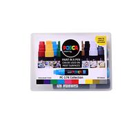 POSCA PC-17K Permanent Marker Paint Pens. Broad Chisel Tip for Art & Crafts. Multi Surface Use On Wood Metal Paper Canvas Cardboard Glass Fabric Ceramic Rock Pebble Stone Porcelain. Set of 10 Colours