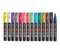 Posca PC-1M Assorted Colour Extra Fine Pack Paint Marker Pens 1mm Bullet Tip Nib Writes On Any Surface Glass Metal Wood Plastic Fabric (1 Of Each