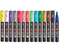 Posca PC-1M Assorted Colour Extra Fine Pack Paint Marker Pens 1mm Bullet Tip Nib Writes On Any Surface Glass Metal Wood Plastic Fabric (1 Of Each Colour Extra Fine - 15 Pens)
