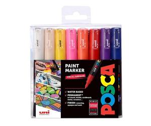 POSCA PC-1M Extra-Fine Tip Acrylic Paint Marker Pens, 16 Standard Colours | 0.7-1 mm Extra Fine Tip, For Detailed Work, All Surfaces, Water-Based, Biodegradable Packaging
