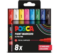 POSCA PC-1M Extra-Fine Tip Acrylic Paint Marker Pens (8-Pack)