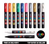 Posca PC-1M Paint Marker Art Pen - Professional 12 Pen Set - Extra Black + White
