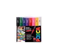 POSCA PC-1M Water Based Permanent Marker Paint Pens. Extra Fine Tip for Art & Crafts. Multi Surface Use On Wood Metal Paper Canvas Cardboard Glass Fabric Ceramic Rock Stone Pebble Porcelain. Set of 8