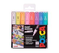 POSCA PC-1M Water Based Permanent Marker Paint Pens. Premium Extra Fine Tip for Arts and Crafts. Multi Surface Use On Wood, Metal, Paper, Cardboard, Glass, Fabric, Ceramic & Stone. Set of 8 Assorted
