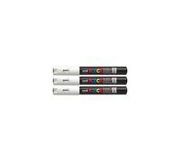 Posca PC-1M White Colour Extra Fine Paint Marker Pens 1mm Bullet Tip Nib Writes On Any Surface Glass Stone Wood Metal Fabric Plastic (Pack Of 3)