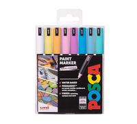 Posca Art Paint Markers PC-1MR - 0.7mm Nib - Set of 8 Pastel Tones in Plastic Wallet