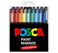 Posca PC-1MR Paint Art Marker 18 Pen Set Plastic Wallet Extra Black and White