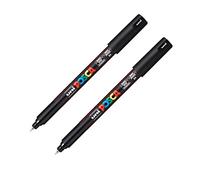 Posca PC-1MR Paint Marker Art Pens - 0.7mm Nib - Black Ink - Pack of 2