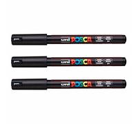 Posca PC-1MR Paint Marker Art Pens - 0.7mm Nib - Black Ink - Pack of 3