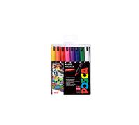 POSCA PC-1MR Permanent Marker Paint Pens. Ultra Fine Tip for Art & Crafts. Multi Surface Use On Wood Metal Paper Canvas Cardboard Glass Fabric Ceramic Rock Pebble Stone Porcelain. Set of 16 Colours