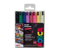 Posca PC-1MR Ultra-Fine Acrylic Paint Marker Pens, 8 Standard Colours, For All Surfaces (Pack of 8 Pens)