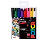 POSCA PC-1MR Ultra-Fine Tip Acrylic Paint Marker Pens (8-Pack) | 8 Standard Colours, 0.7 mm Ultra-Fine Tip, For All Surfaces, Water-Based, Biodegradable Packaging
