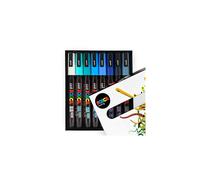 POSCA PC-3M 8-Piece Art Paint Marker Set in Ocean Tones - Fine Bullet Nib for Precise Detail on Metal, Glass, Plastic & More