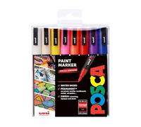 POSCA PC-3M Fine Tip Acrylic Paint Marker Pens, Assorted Colours (16-Pack)