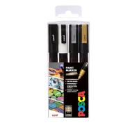 POSCA PC-3M Fine Tip Acrylic Paint Marker Pens, Assorted Colours (4-Pack) | 0.9-1.3 mm Fine Tip, Ideal for All Surfaces, Water-Based, Non-Toxic, Biodegradable Packaging