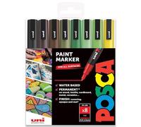 POSCA PC-3M Paint Marker Art Pens - 0.9-1.3mm - Earth Tones Set of 8 Pens in Gift Box