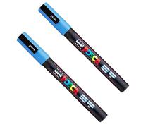 Posca PC-3M Paint Marker Art Pens - 0.9-1.3mm Nib - Sky Blue Ink - 2 Pack