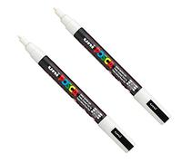 Posca PC-3M Paint Marker Art Pens - 0.9-1.3mm Nib - White Ink - 2 Pack