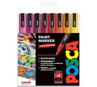 Posca PC-3M Paint Marker Art Pens - 0.9-1.3mm - Warm Tones Set of 8 Pens in Gift Box