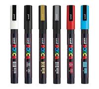 Posca PC-3M Paint Pen Art Marker Pens - Fabric Glass Metal Pens - Set of the 6 Most Popular Colours