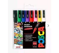 Uni Posca PC-3M Standard Paint Pen Starter Pack Marker Pen 8 Colours (Pack of 8)