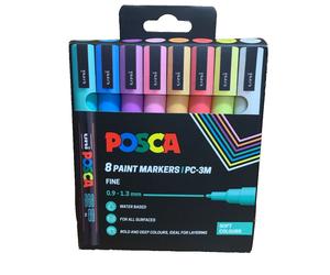 POSCA PC-3M Soft Colours Pack of 8