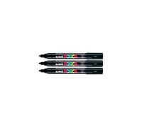 Posca PC-5M Black Colour Paint Marker Pens 2.5mm Medium Bullet Tip Nib Writes On Any Surface Glass Metal Wood Plastic Fabric (Pack Of 3)