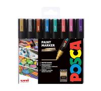 POSCA PC-5M Medium Acrylic Paint Marker Pens, Metallic Colours (8-Pack) | 1.8-2.5 mm Medium Tip, For All Surfaces, Water-Based, Non-Toxic Ink