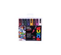 Posca PC-5M Water Based Permanent Marker Paint Pens. Premium Medium Tip for Arts and Crafts. Multi-surface Use On Wood, Metal, Paper, Cardboard, Glass, Fabric, Ceramic & Stone. Set of 8 Deep Colours