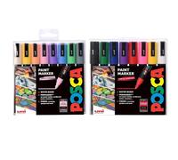 Posca PC-5M Medium Tip Acrylic Marker Pens, Assorted & Pastel (8 x 2-Pack) | 1.8-2.5 mm Medium Tip, For All Surfaces, Water-Based, Biodegradable Packaging