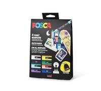 Posca Pens PC-5M Acrylic Felt Tip Coloured Permanent Paint Markers for Adults and Kids. Perfect for Colouring, Fabric, Graffiti, Watercolour, Outline Drawing, Window and Glass Art. 8 Pc Gift Pouch