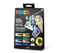 POSCA PC-5M Medium Tip Acrylic Paint Marker Pens, Assorted Colours (8-Pack) | 1.8-2.5 mm Medium Tip, For All Surfaces, Water-Based, Biodegradable Packaging