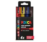 POSCA PC-5M Medium Tip Acrylic Paint Marker Pens, Standard Colours (4-Pack)