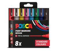 POSCA PC-5M Medium Tip Acrylic Paint Marker Pens, Standard Colours (8-Pack) | 1.8-2.5 mm Medium Tip, Water-Based, Non-Toxic, Works on All Surfaces