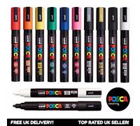Posca PC-5M Paint Marker Art Pen - Professional 12 Pen Set - Extra Black + White